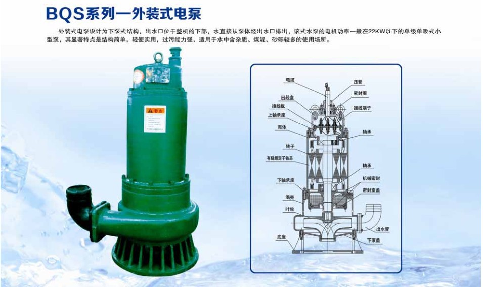 矿用隔爆型潜水排沙排污电泵30KW水泵厂直销BQS30-130/2-30/N