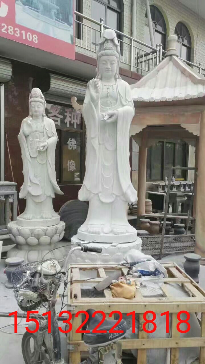 汉白玉观音象.三面观音象
