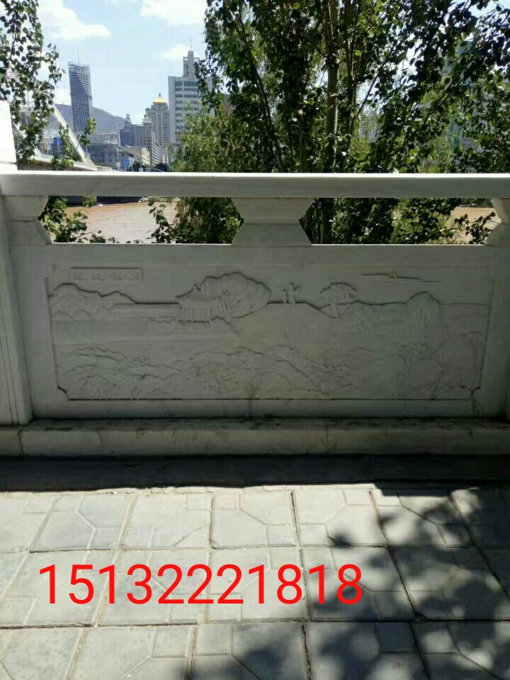 汉白玉石雕栏板.石栏杆.石雕护栏.桥梁长廊栏杆