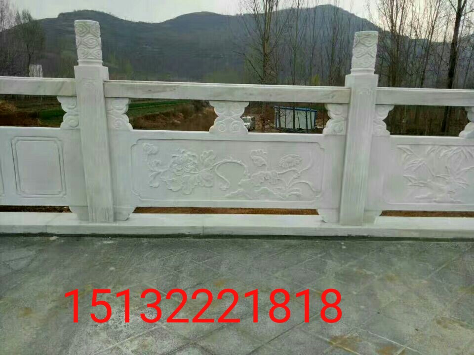 汉白玉石雕栏板.石栏杆.石雕护栏.桥梁长廊栏杆