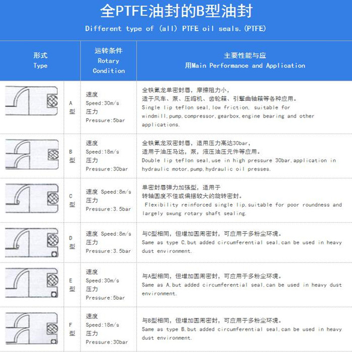 PTFE油封B型