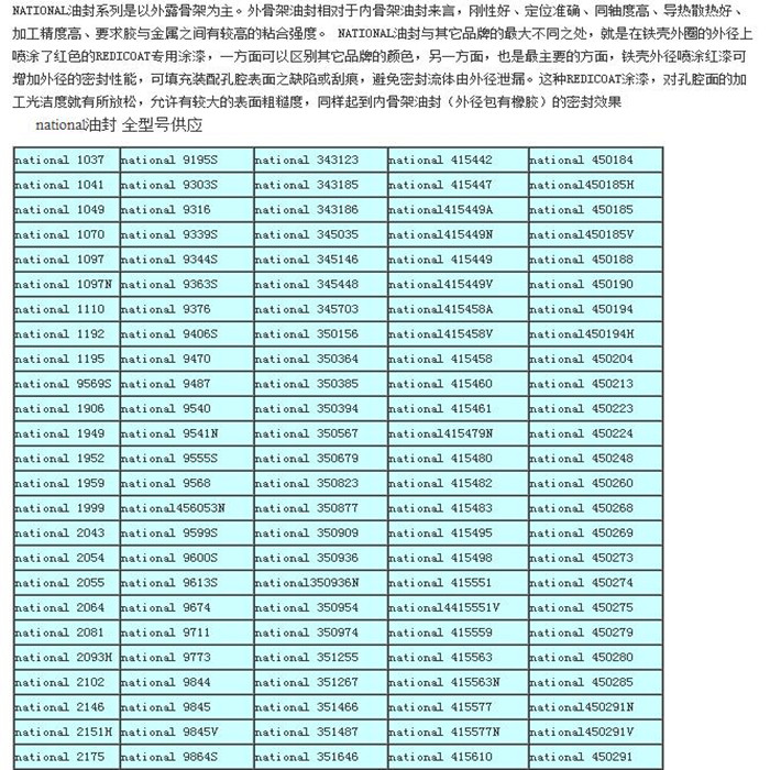 美国National油封