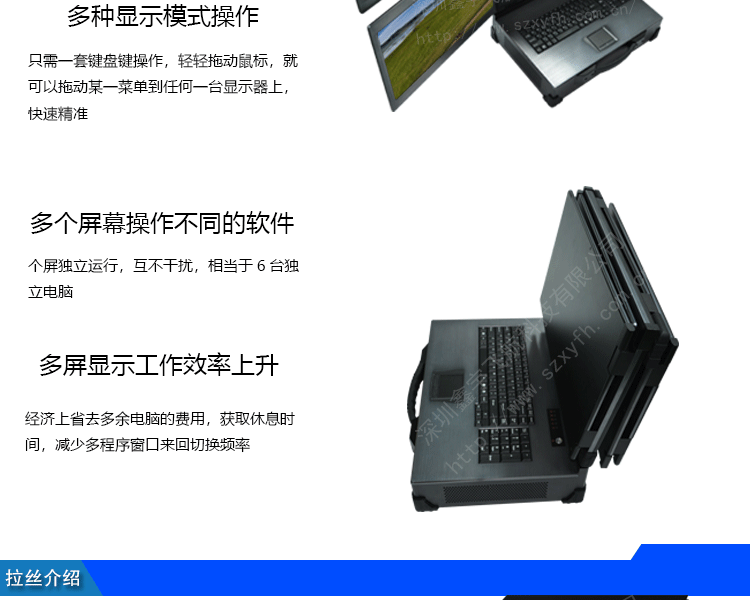 17寸便携式多屏六屏八显电脑便携机显示器主机加固笔记本军工一体